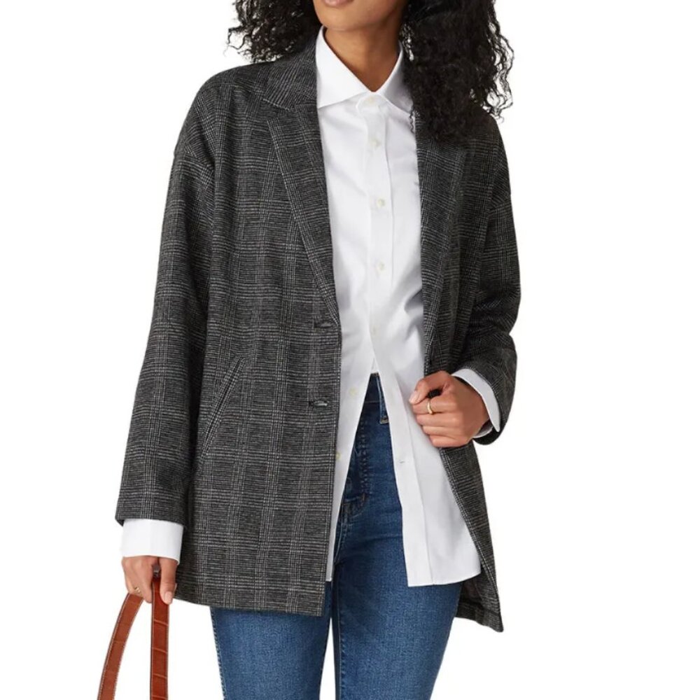 Madewell Glen Plaid Knit Oversized Blazer • Size XS